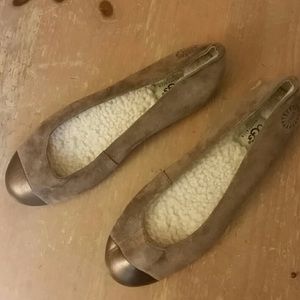 UGG flats brown suede shearling lining-perfect cozy and cute